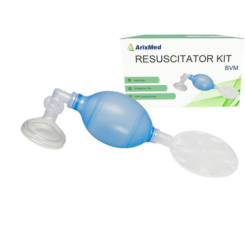 Manual BVM Resuscitator Kit – Adult Size Emergency Bag Valve Mask with Oxygen Reservoir